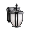 KICHLER 9039BK Salisbury 10.25" 1 Light Outdoor Wall Light With White Linen Glass In Black