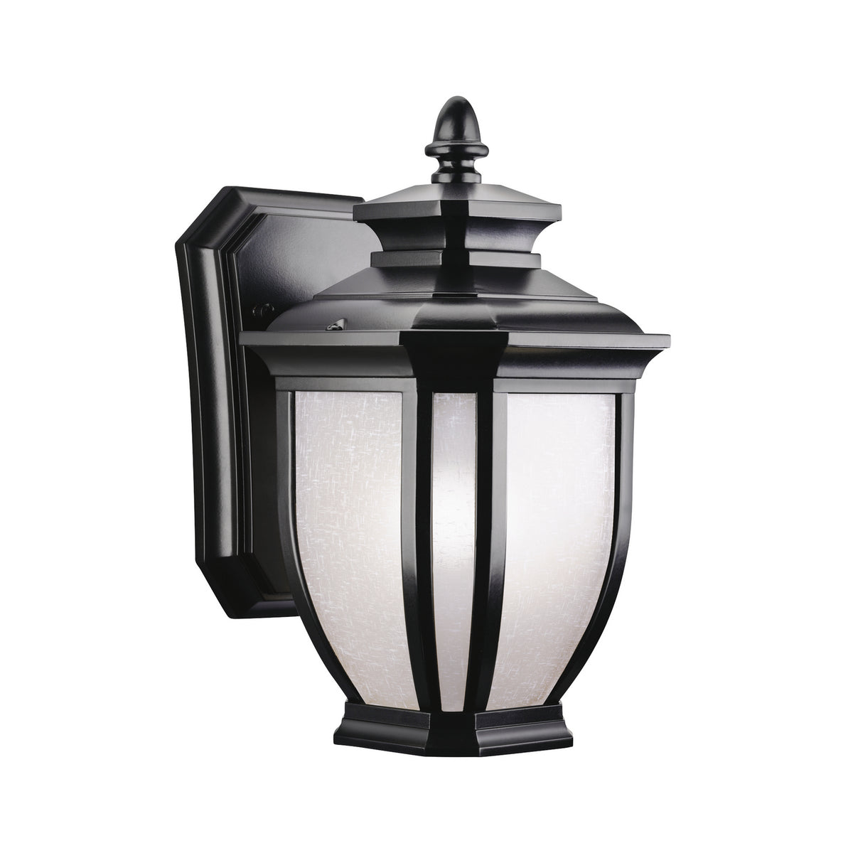 KICHLER 9039BK Salisbury 10.25" 1 Light Outdoor Wall Light With White Linen Glass In Black