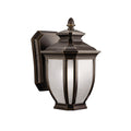 KICHLER 9039RZ Salisbury 10.25" 1 Light Outdoor Wall Light With White Linen Glass In Rubbed Bronze