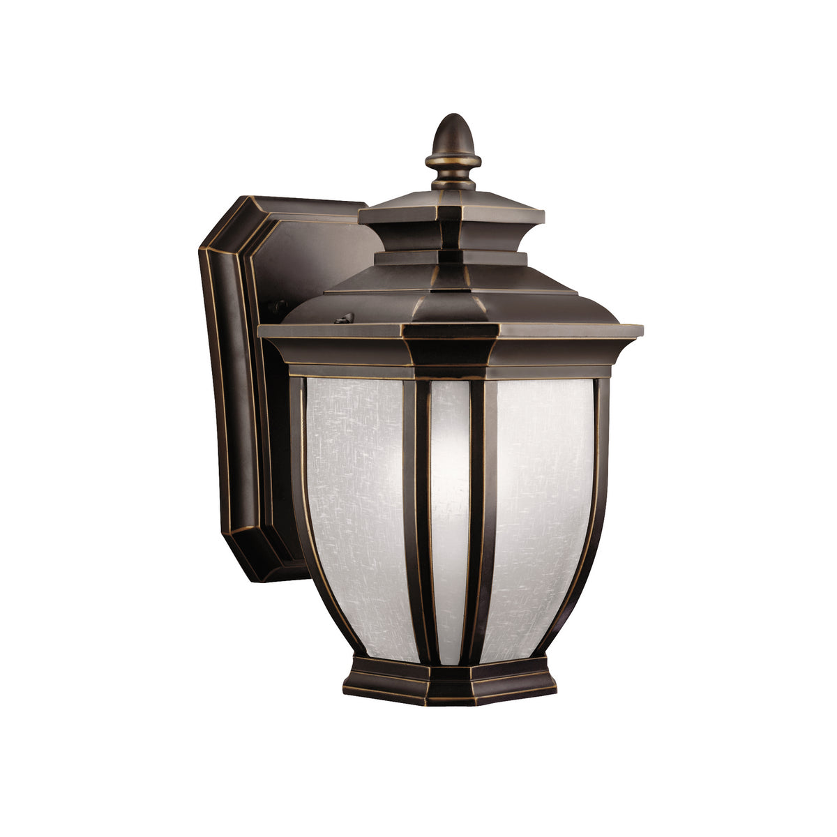 KICHLER 9039RZ Salisbury 10.25" 1 Light Outdoor Wall Light With White Linen Glass In Rubbed Bronze