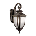 KICHLER 9040RZ Salisbury 19.5" 1 Light Outdoor Wall Light With White Linen Glass In Rubbed Bronze