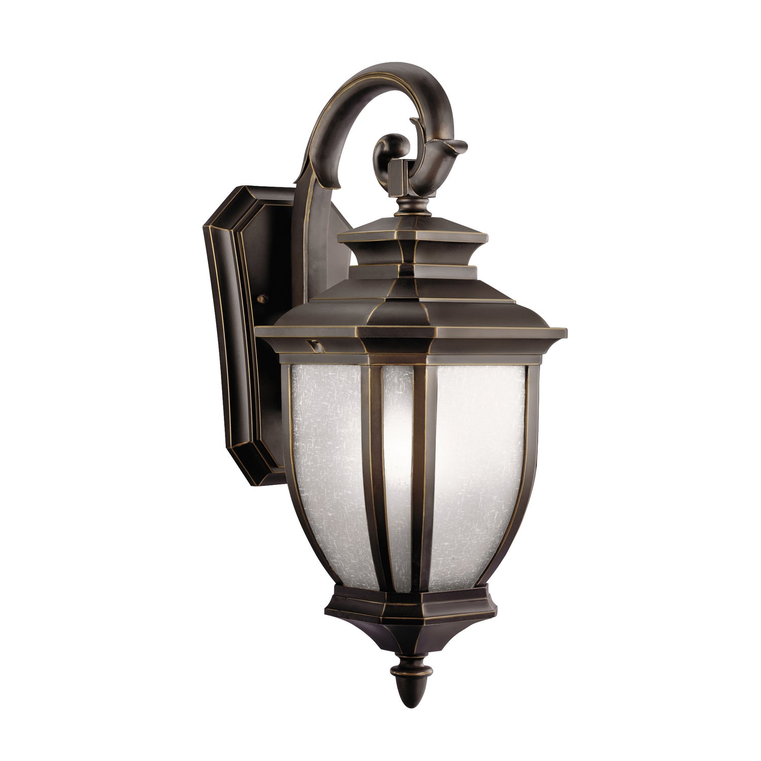 KICHLER 9040RZ Salisbury 19.5" 1 Light Outdoor Wall Light With White Linen Glass In Rubbed Bronze