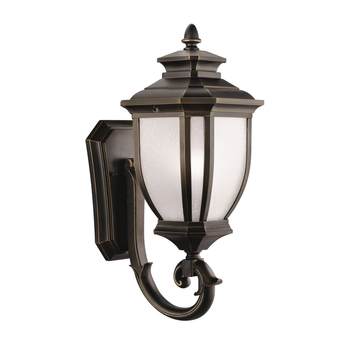 KICHLER 9041RZ Salisbury 19.25" 1 Light Outdoor Wall Light With White Linen Glass In Rubbed Bronze