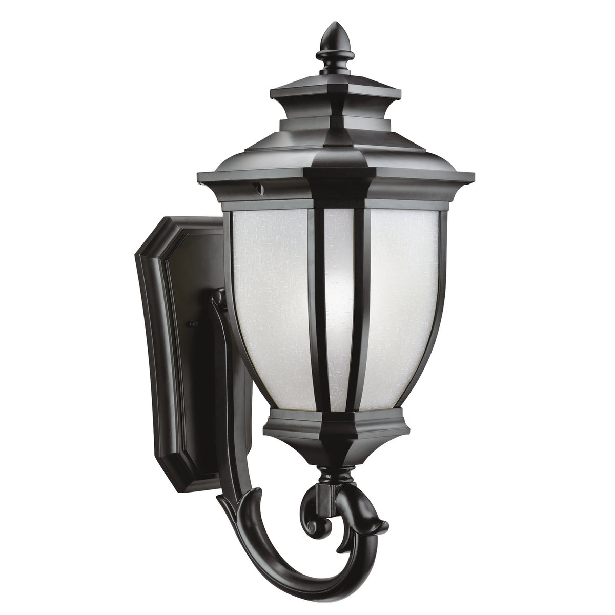 KICHLER 9042BK Salisbury 24.25" 1 Light Outdoor Wall Light With White Linen Glass In Black