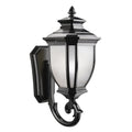 KICHLER 9043BK Salisbury 29" 1 Light Outdoor Wall Light With White Linen Glass In Black