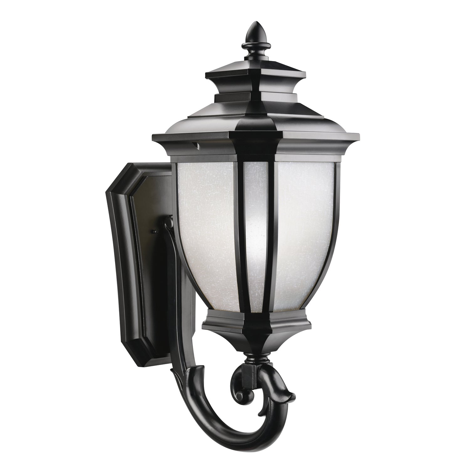 KICHLER 9043BK Salisbury 29" 1 Light Outdoor Wall Light With White Linen Glass In Black