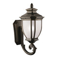 KICHLER 9043RZ Salisbury 29" 1 Light Outdoor Wall Light With White Linen Glass In Rubbed Bronze
