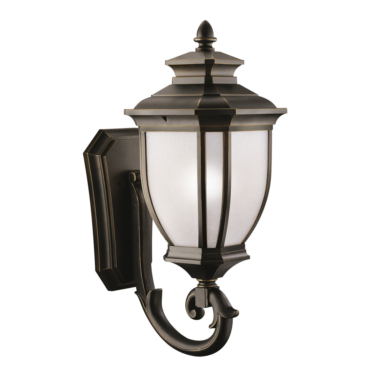 KICHLER 9043RZ Salisbury 29" 1 Light Outdoor Wall Light With White Linen Glass In Rubbed Bronze