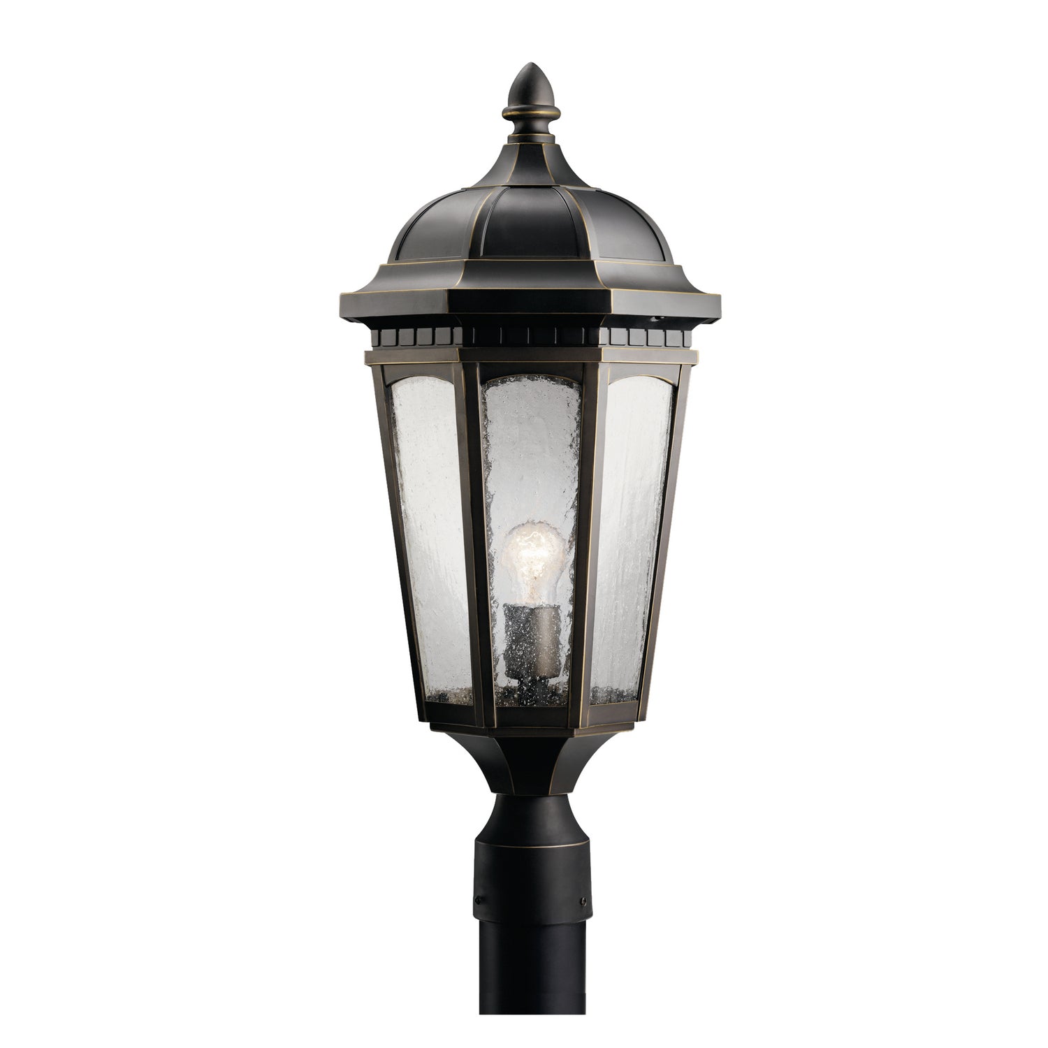 KICHLER 9532RZ Courtyard 23.75" 1 Light Exterior Post Light With Clear Seeded Glass In Rubbed Bronze