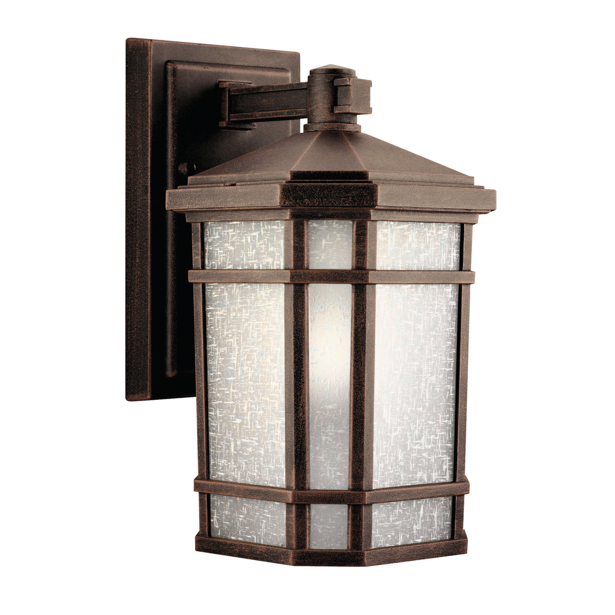 KICHLER 9718PR Cameron 10.75" 1 Light Outdoor Wall Light With Etched Linen Glass In Prairie Rock