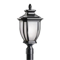 KICHLER 9938BK Salisbury 21.75" 1 Light Outdoor Post Light With White Linen Glass In Black