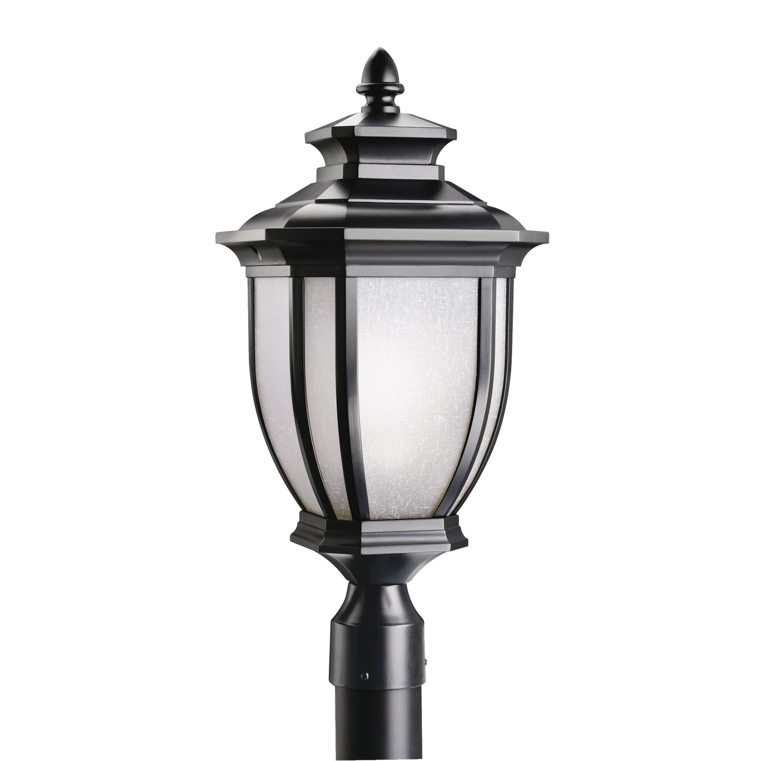 KICHLER 9938BK Salisbury 21.75" 1 Light Outdoor Post Light With White Linen Glass In Black
