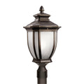 KICHLER 9938RZ Salisbury 21.75" 1 Light Outdoor Post Light With White Linen Glass In Rubbed Bronze
