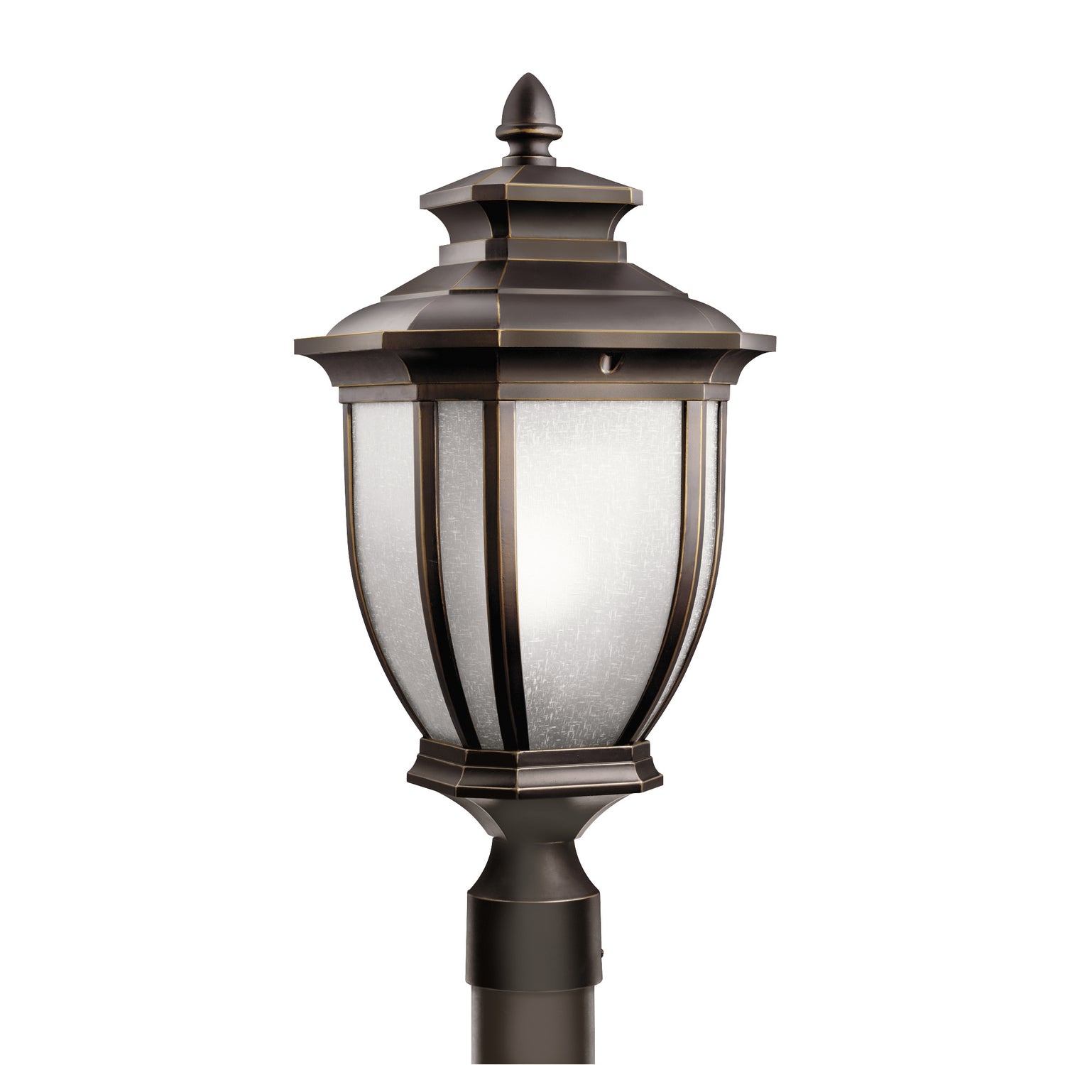 KICHLER 9938RZ Salisbury 21.75" 1 Light Outdoor Post Light With White Linen Glass In Rubbed Bronze