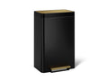 KOHLER K-20940-BSB 13-Gallon Stainless Steel Step Trash Can - Black Stainless & Moderne Brushed Brass