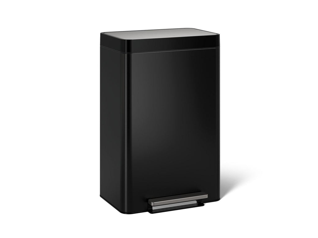 KOHLER K-20940-BST 13-Gallon Stainless Steel Step Trash Can - Black Stainless