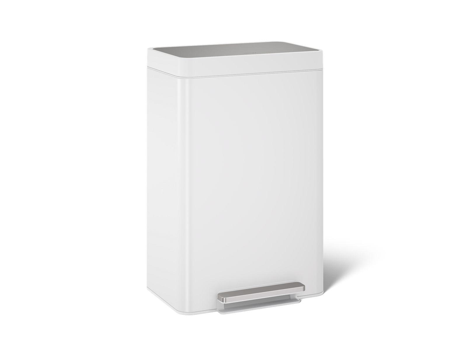 KOHLER K-20940-STW 13-Gallon Stainless Steel Step Trash Can - Stainless Steel + White