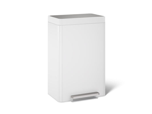 KOHLER K-20940-STW 13-gallon stainless steel step trash can - Stainless Steel + White