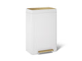 KOHLER K-20940-WMB 13-Gallon Stainless Steel Step Trash Can - White & Moderne Brushed Brass