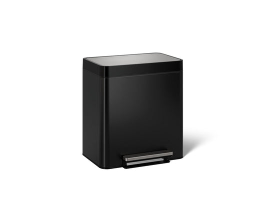 KOHLER K-20942-BST 8-gallon stainless steel step trash can - Black Stainless