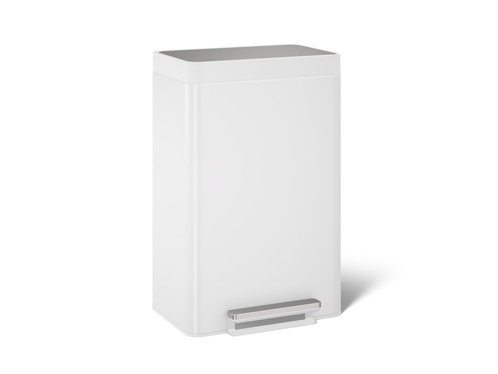 KOHLER K-20956-STW Dual-Compartment Step Trash Can - Stainless Steel + White