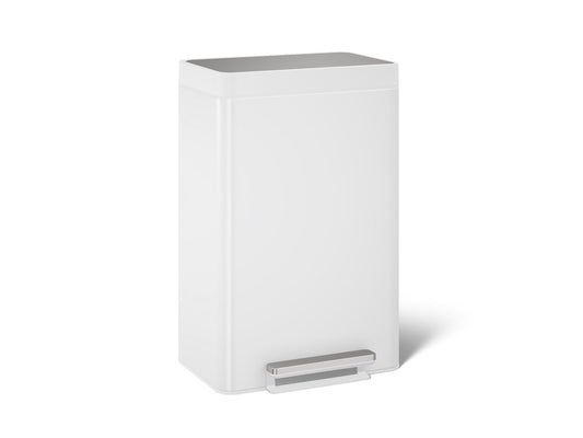 KOHLER K-20956-STW Dual-compartment step trash can - Stainless Steel + White