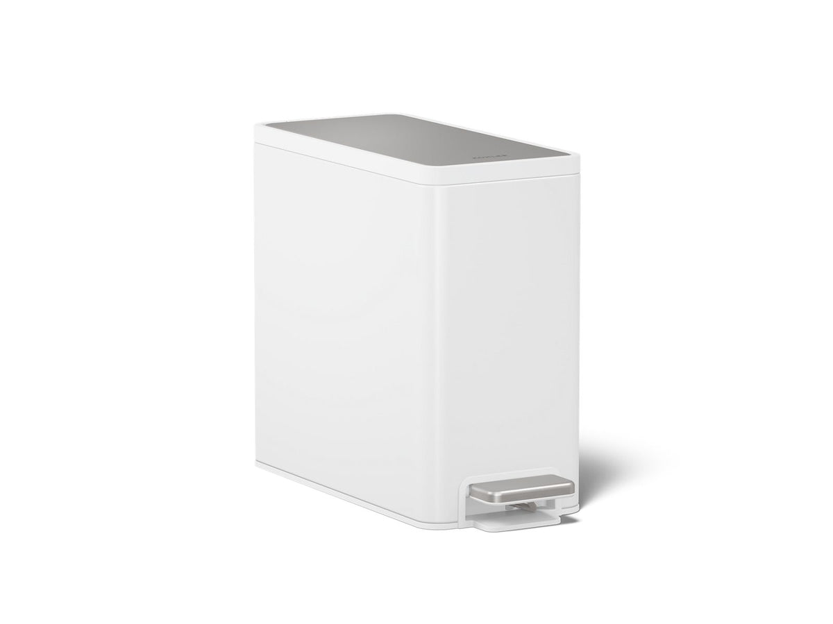 KOHLER K-20957-STW 2.5-Gallon Slim Step Trash Can - Stainless Steel + White