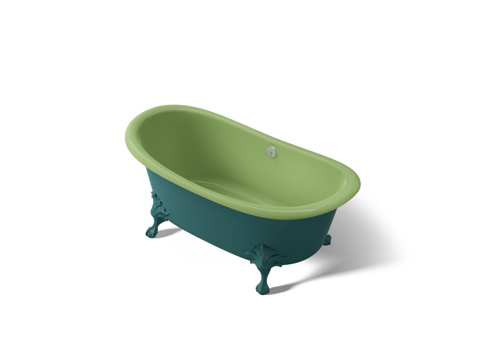 KOHLER K-21000-PAT-34 Artifacts 66-1/8" X 32-1/2" Freestanding Bath - Teal Exterior With Fresh Green Interior
