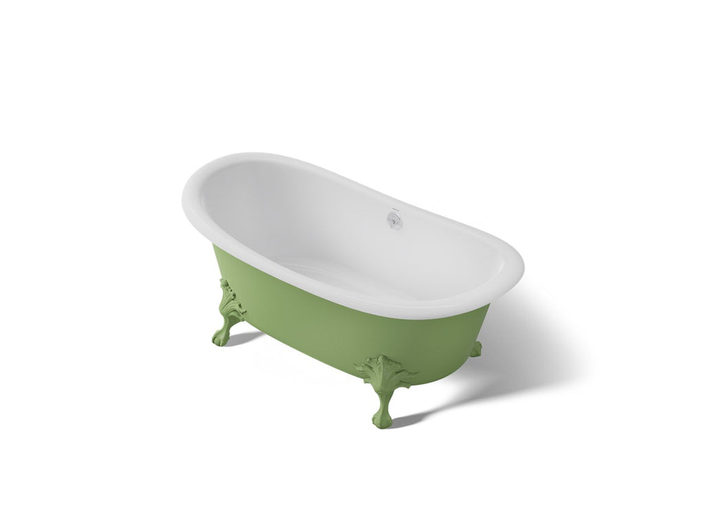 KOHLER K-21000-PFG-0 Artifacts 66-1/8" X 32-1/2" Freestanding Bath - Fresh Green Exterior With White Interior