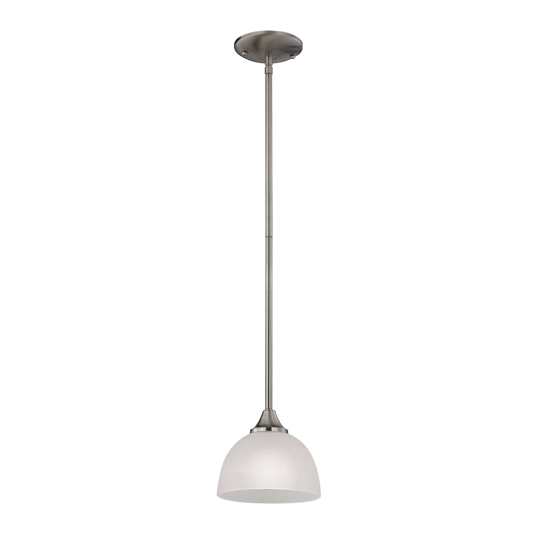 THOMAS 2101PS/20 Bristol Lane 1-Light Mini Pendant in Brushed Nickel with White Glass