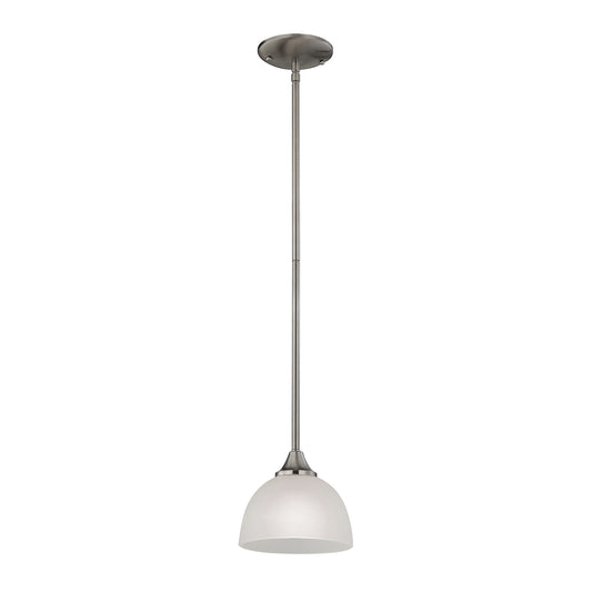 THOMAS 2101PS/20 Bristol Lane 1-Light Mini Pendant in Brushed Nickel with White Glass