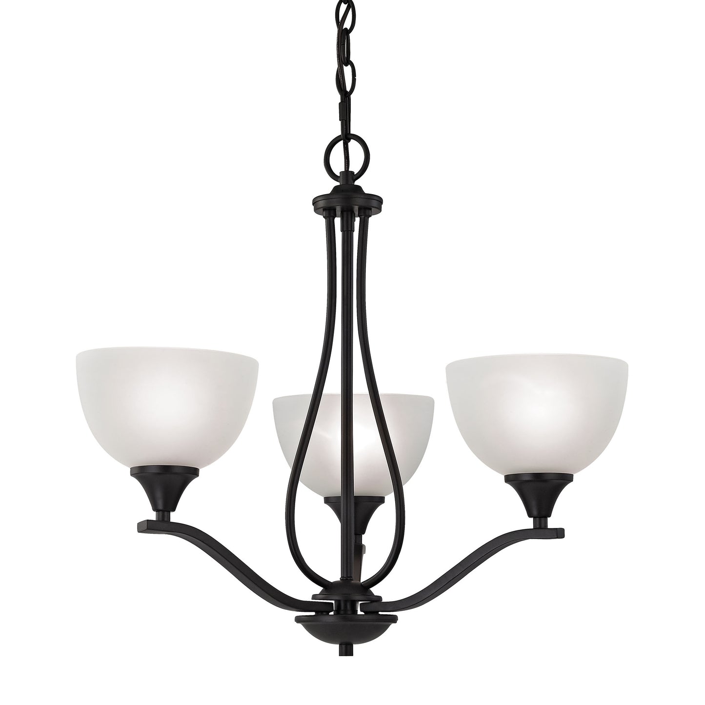 THOMAS 2103CH/10 Bristol Lane 3-Light Chandelier in Oil Rubbed Bronze with White Glass