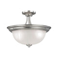 THOMAS 2103SF/20 Bristol Lane 3-Light Semi Flush Mount in Brushed Nickel with White Glass