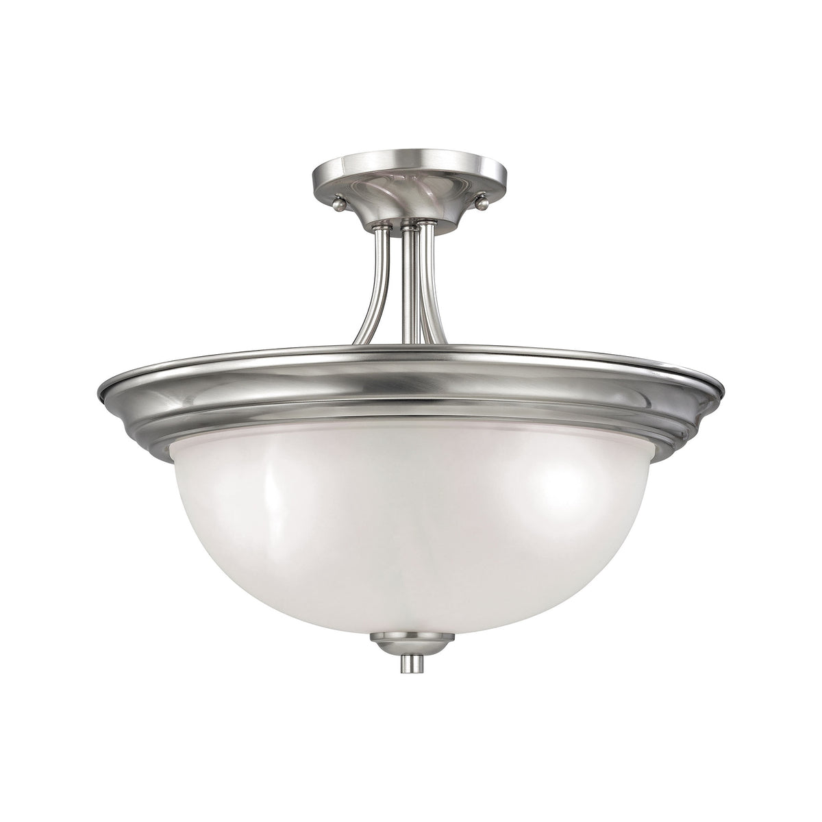 THOMAS 2103SF/20 Bristol Lane 3-Light Semi Flush Mount in Brushed Nickel with White Glass
