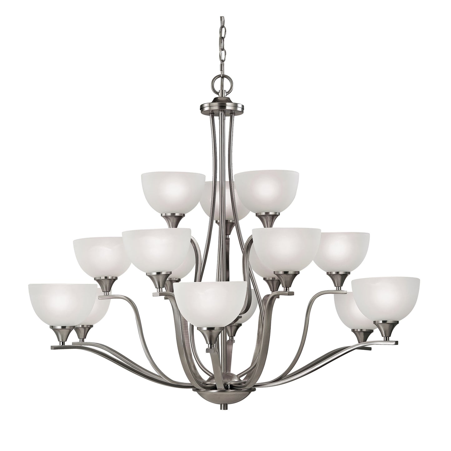 THOMAS 2115CH/20 Bristol Lane 15-Light Chandelier in Oil Rubbed Bronze with White Glass