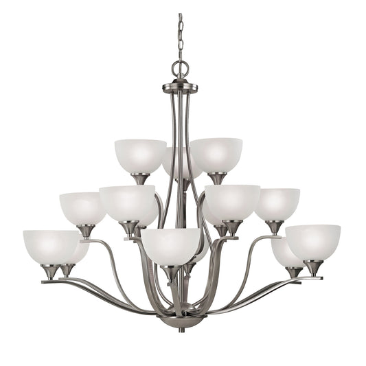 THOMAS 2115CH/20 Bristol Lane 15-Light Chandelier in Oil Rubbed Bronze with White Glass