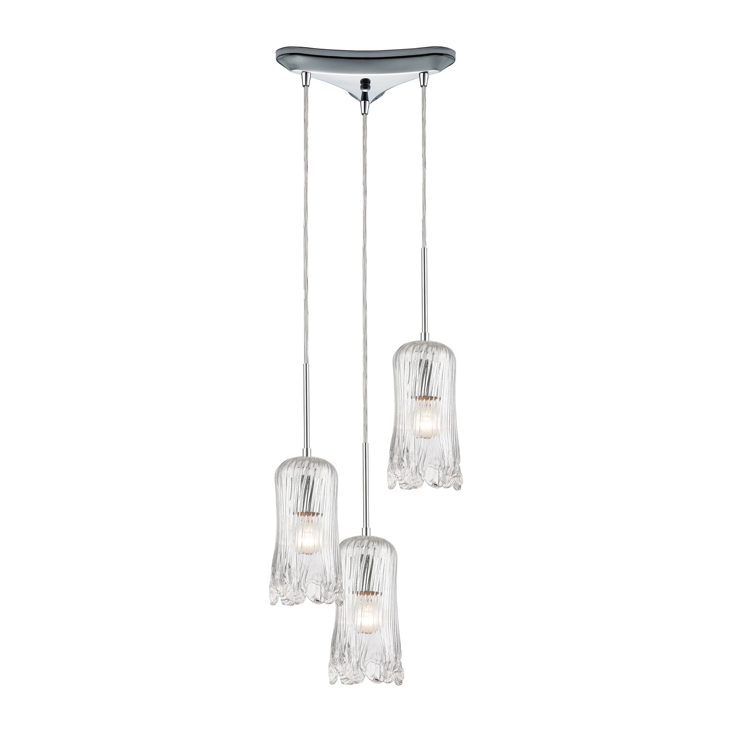 ELK SHOWROOM 21165/3 Hand Formed Glass 12'' Wide 3-Light Mini Pendant - Polished Chrome