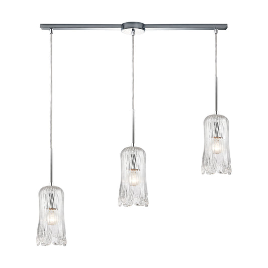 ELK SHOWROOM 21165/3L Hand Formed Glass 36'' Wide 3-Light Mini Pendant - Polished Chrome