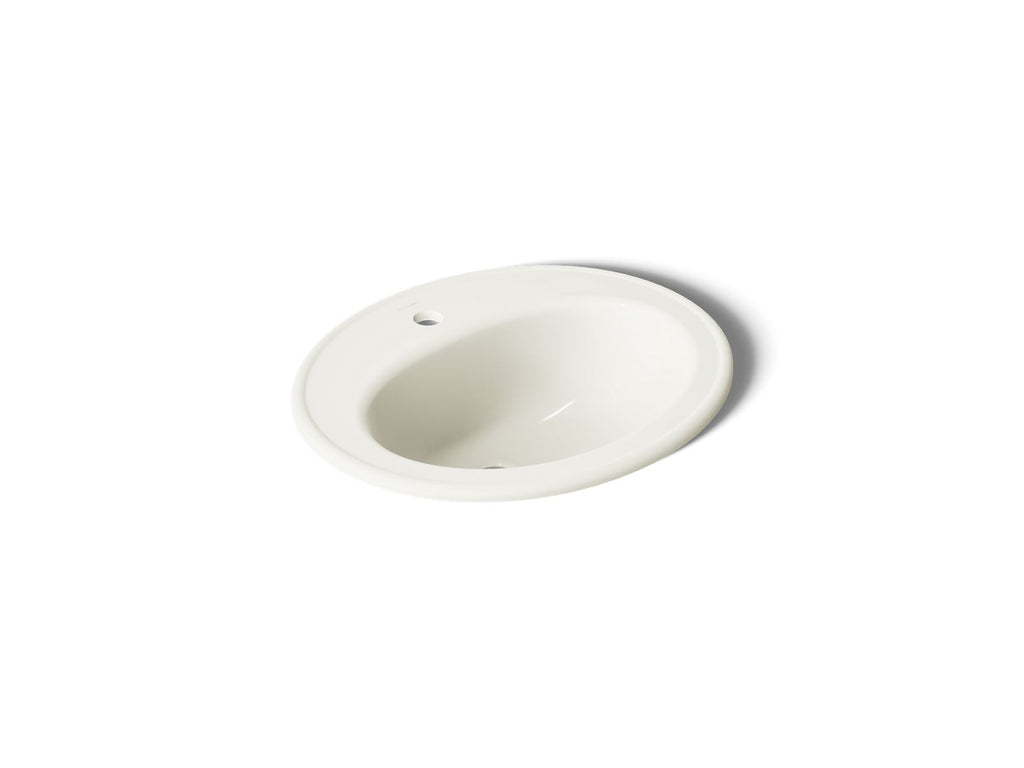 KOHLER K-2196-1-96 Pennington 20-1/4" Oval Drop-In Bathroom Sink - Biscuit