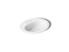 KOHLER K-2196-4-0 Pennington 20-1/4" Oval Drop-In Bathroom Sink - White