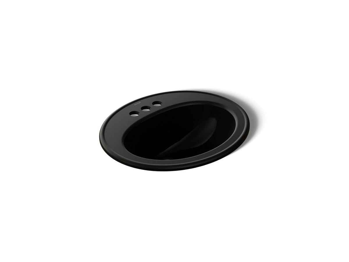 KOHLER K-2196-4-7 Pennington 20-1/4" Oval Drop-In Bathroom Sink - Black Black