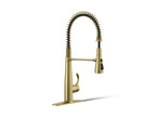 KOHLER K-22033-2MB Simplice Semi-Professional Kitchen Sink Faucet With Three-Function Sprayhead - Vibrant Brushed Moderne Brass