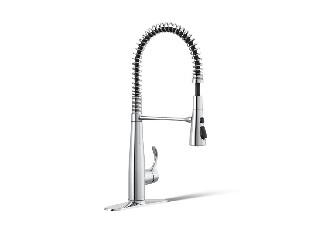 KOHLER K-22033-CP Simplice Semi-Professional Kitchen Sink Faucet With Three-Function Sprayhead - Polished Chrome