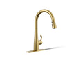 KOHLER K-22036-2MB Simplice Touchless Pull-Down Kitchen Sink Faucet With Three-Function Sprayhead - Vibrant Brushed Moderne Brass