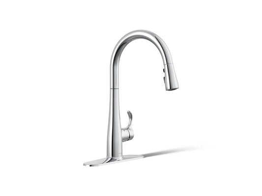 KOHLER K-22036-CP Simplice Touchless pull-down kitchen sink faucet with three-function sprayhead - Polished Chrome