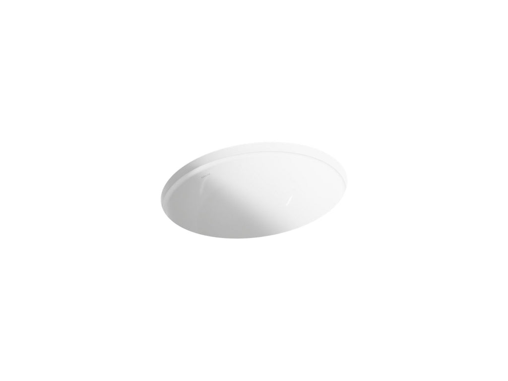 KOHLER K-2205-0 Caxton 19-1/4" Oval Undermount Bathroom Sink, No Overflow - White