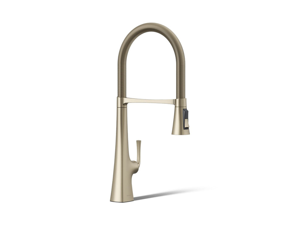 KOHLER K-22060-BV Graze Semi-Professional Kitchen Sink Faucet With Three-Function Sprayhead - Vibrant Brushed Bronze