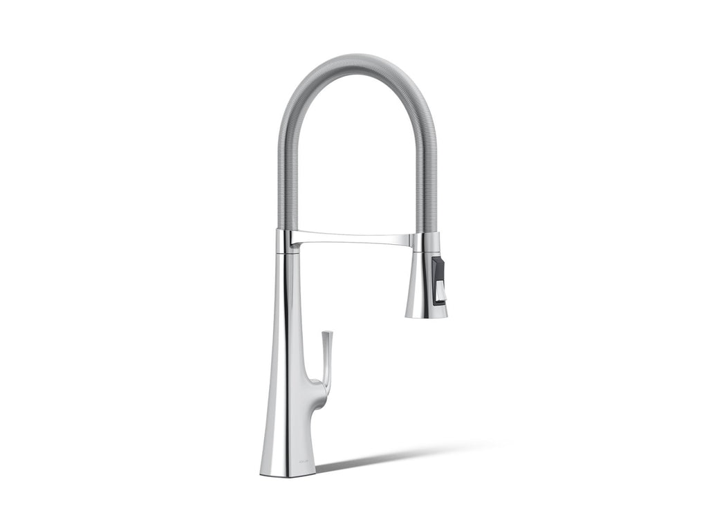 KOHLER K-22060-CP Graze Semi-Professional Kitchen Sink Faucet With Three-Function Sprayhead - Polished Chrome