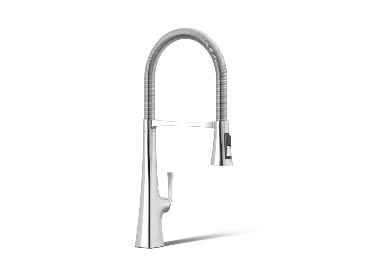 KOHLER K-22060-CP Graze Semi-Professional Kitchen Sink Faucet With Three-Function Sprayhead - Polished Chrome