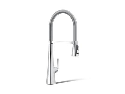 KOHLER K-22060-CP Graze Semi-professional kitchen sink faucet with three-function sprayhead - Polished Chrome